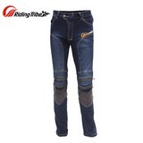 Men Motocross Off-Road Knee Protective Jeans Trousers Casual Denim